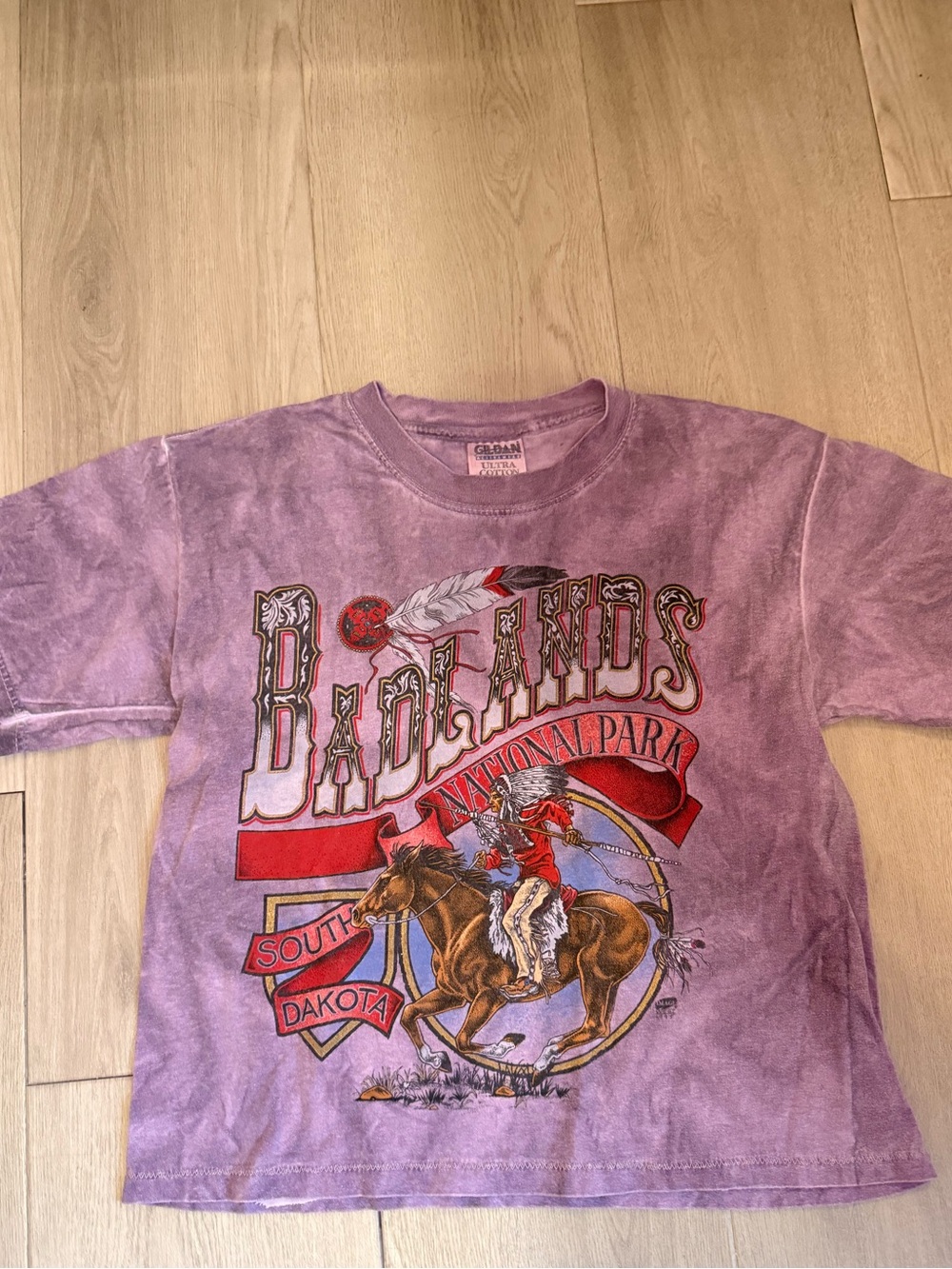Women's Cotton Shirt Size M BADLANDS SOUTH DAKOTA NATIONAL PARK 1995 Vtg, Purple